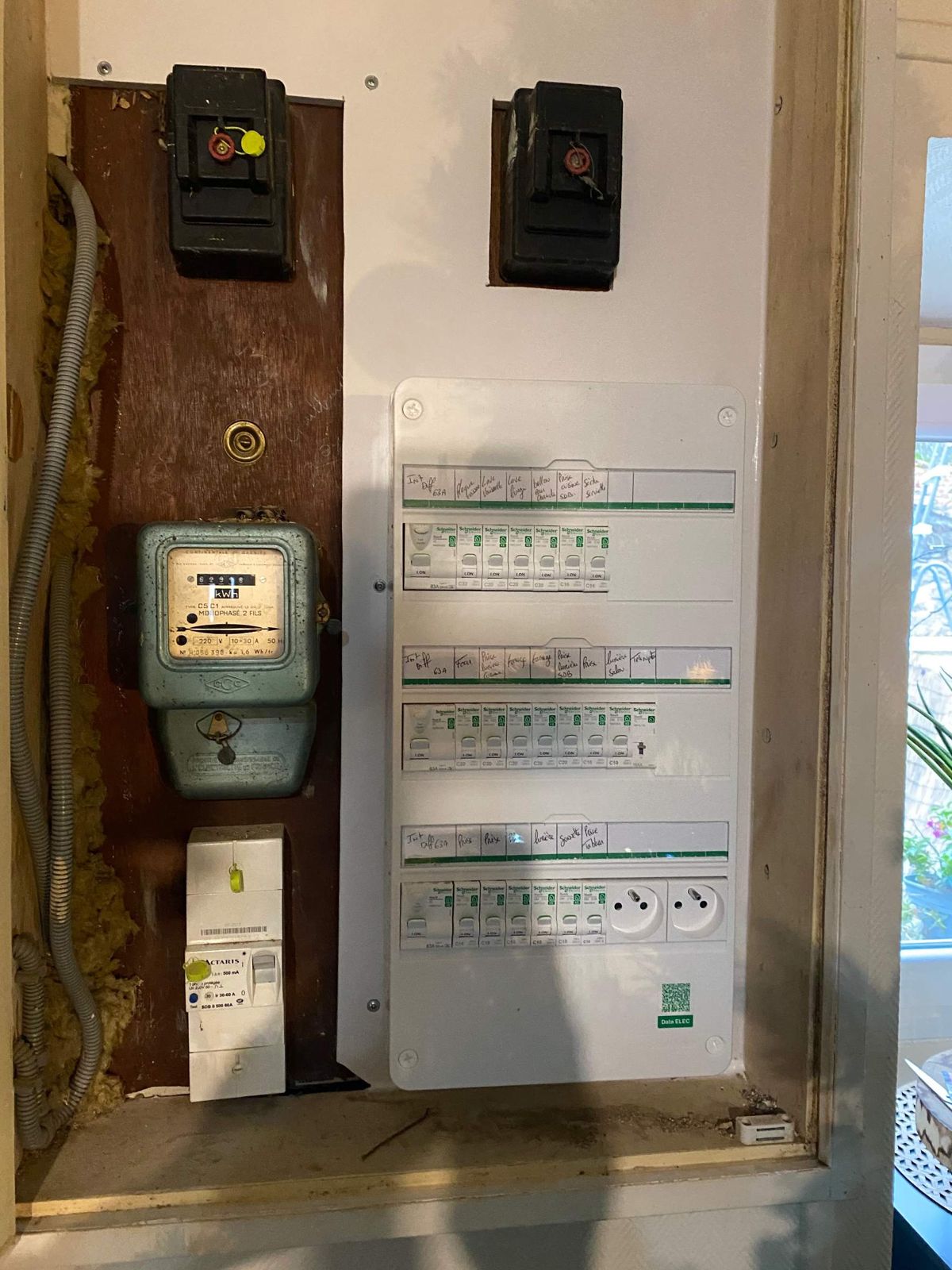 Tableau neuf, circuits repérés